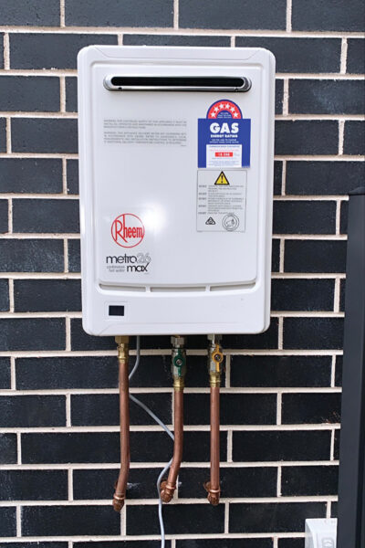 Instantaneous gas hot water unit installed by HJA Plumbing