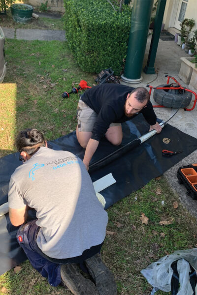 HJA team repairing a damaged sewer line