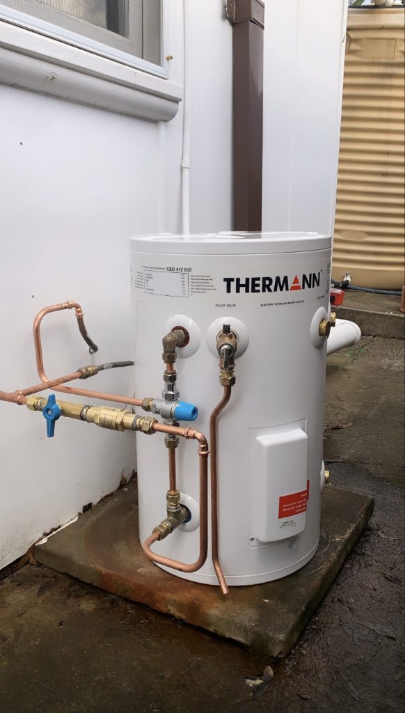 Electric storage hot water system installed by HJA Plumbing